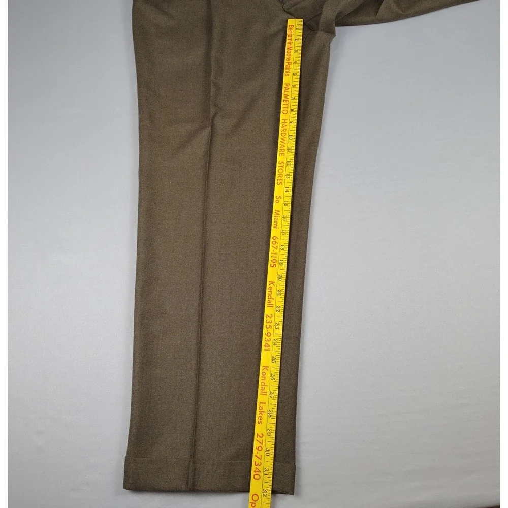VTG Chaps Ralph Lauren Pants Mens 42x32 Brown Wool Pleated Cuffed NWT Office